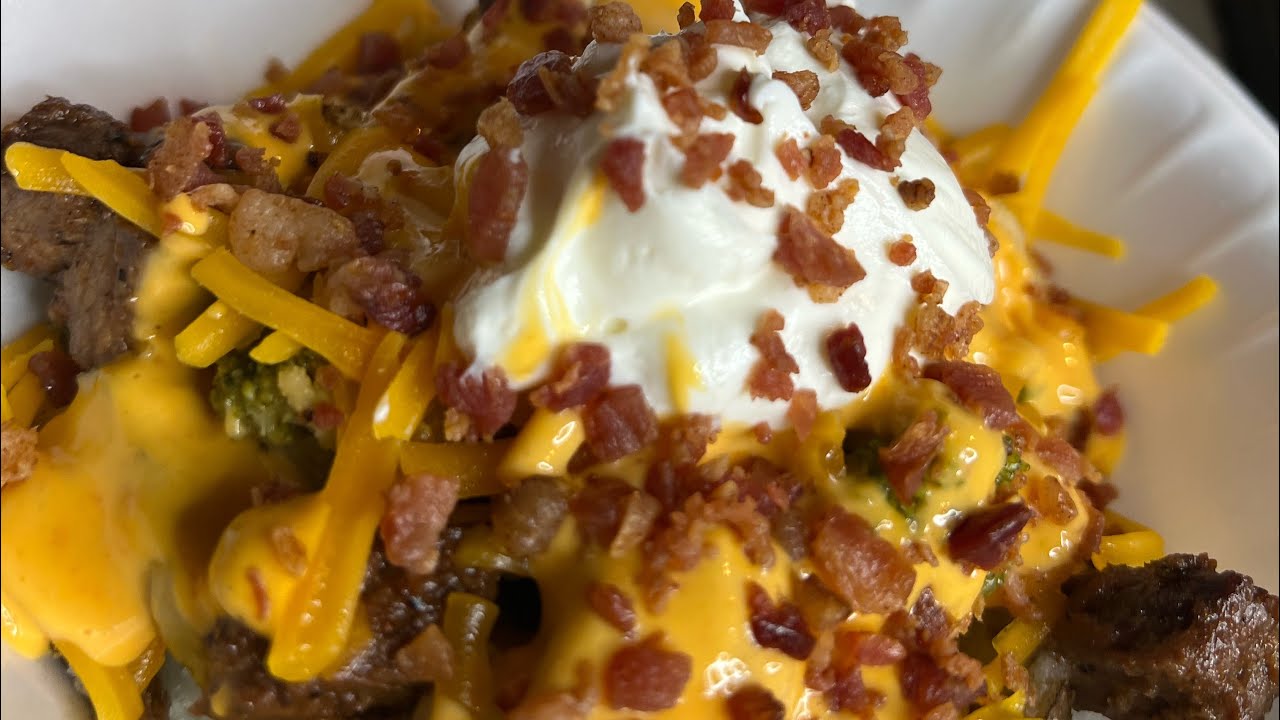 Loaded Steak and Broccoli Baked Potato