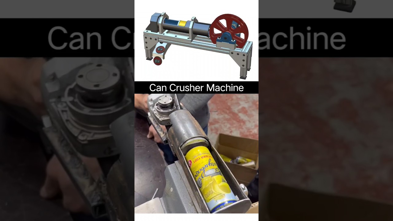Can Crusher Machine #mechanism #3ddesign #cad #engineering #shorts