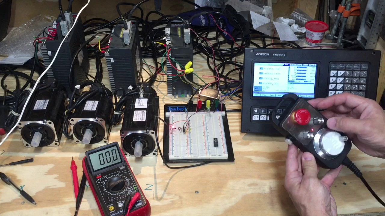 DIY CNC mill progress: Motor brake connection, AC servos first run