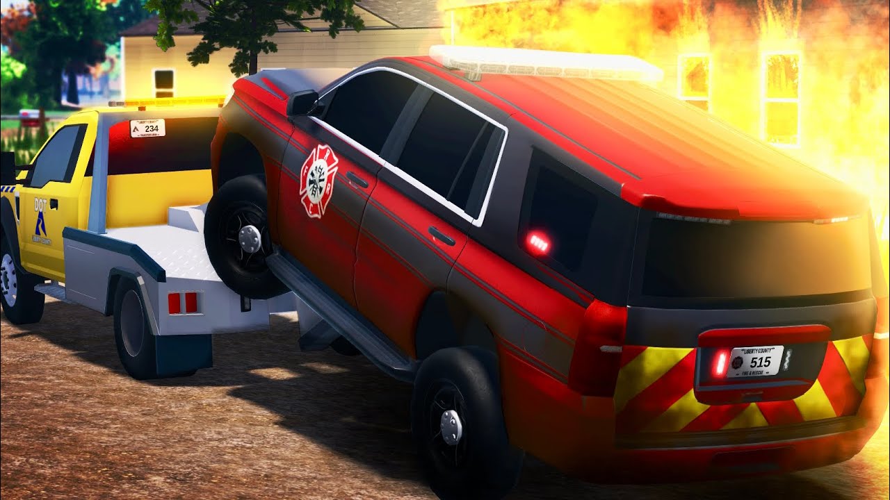 DOT Tows FIRE CHIEF's Vehicle during a fire!