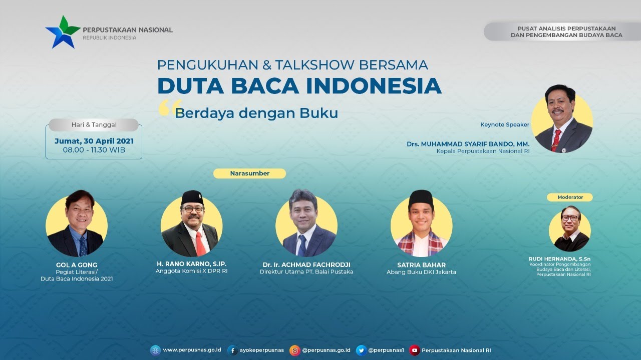 Pengukuhan & Talkshow bersama Duta Baca Indonesia: 