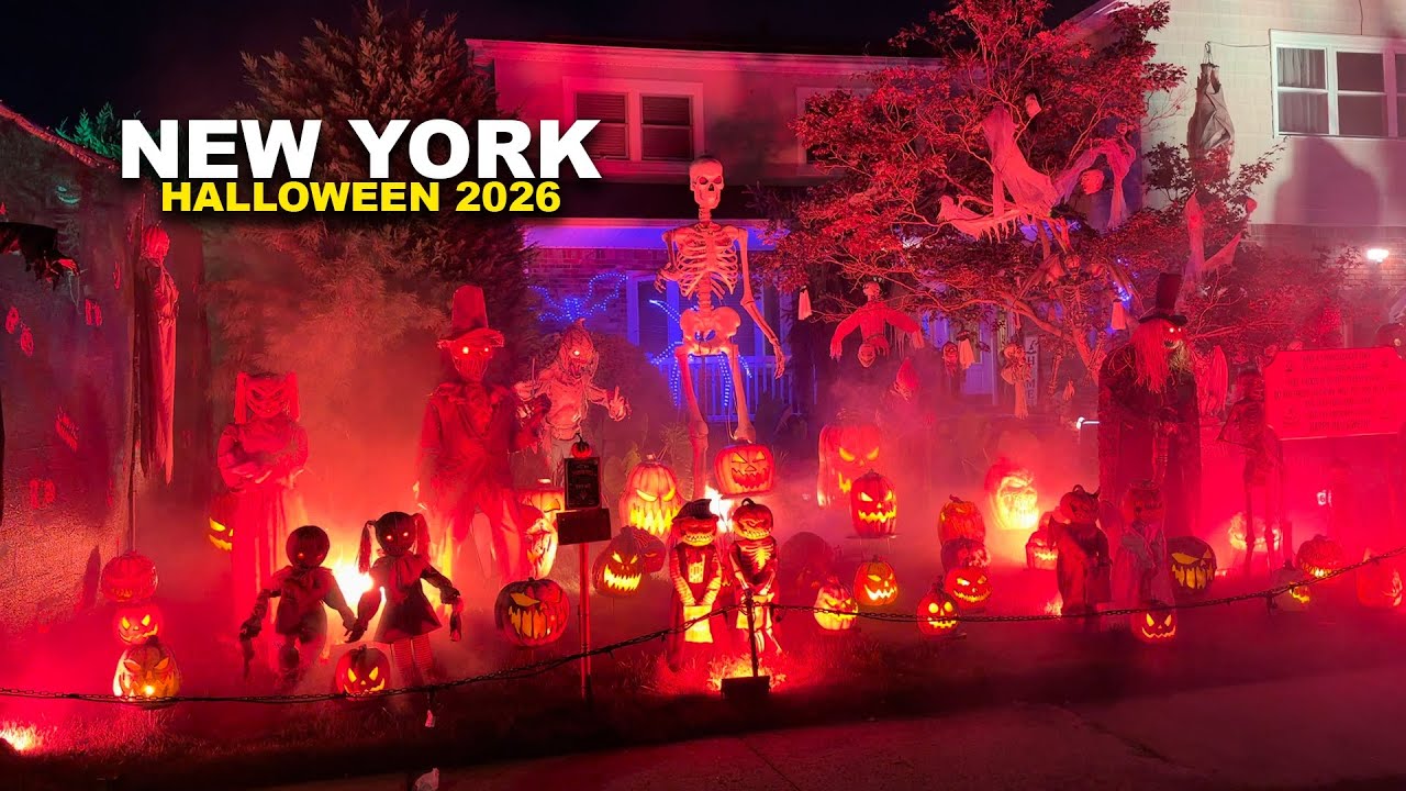NYC Halloween House Decorations 2026 in STATEN ISLAND New York BEST Halloween Yard Displays 4K