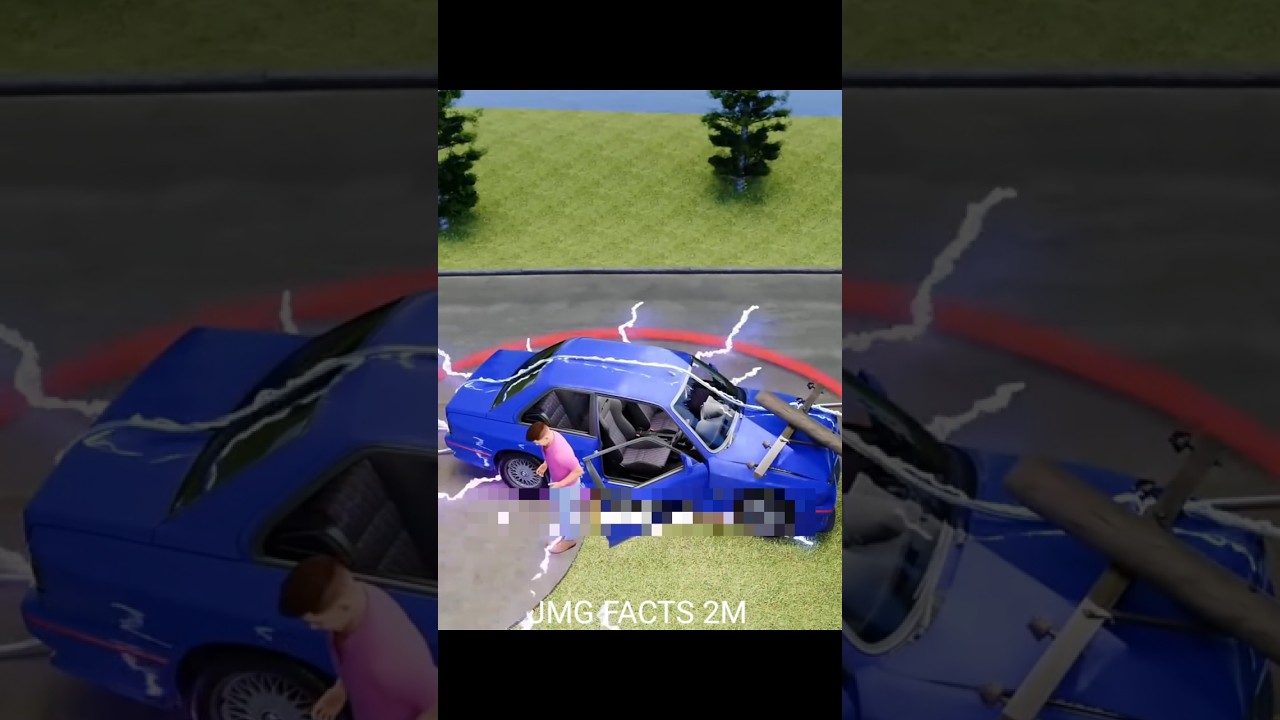 "Car Hits Electric Pole ⚡ Don’t Do This or You’ll Die!" 