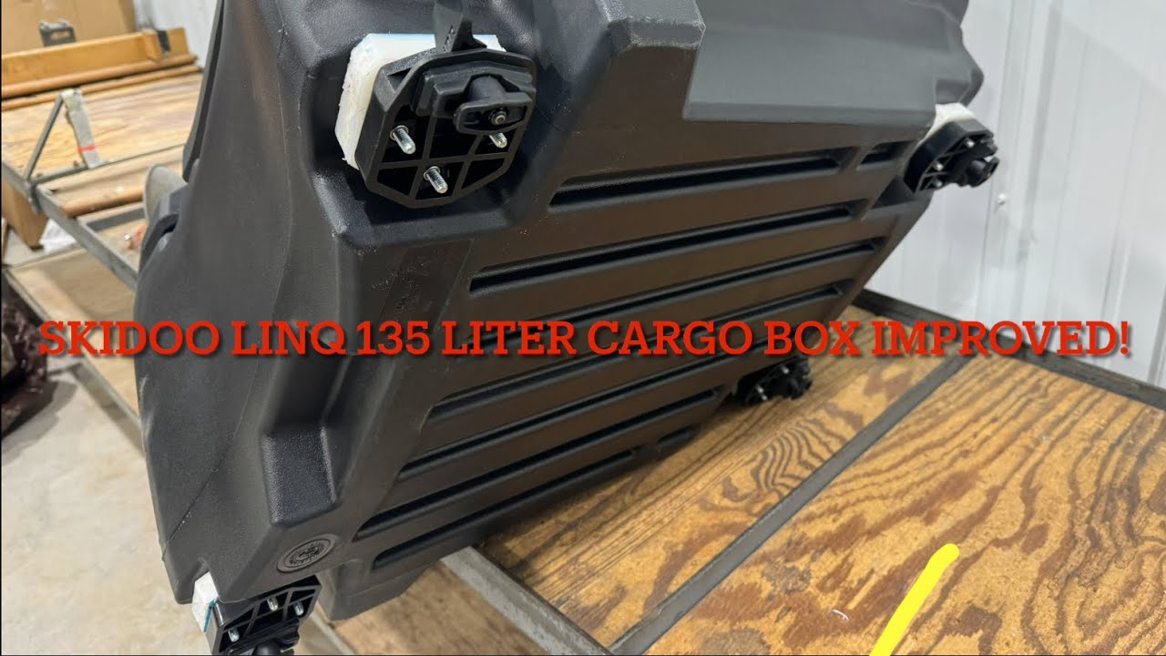Skidoo Expedition 135 Liter cargo box modified to work with other linq mounts attached to the sled