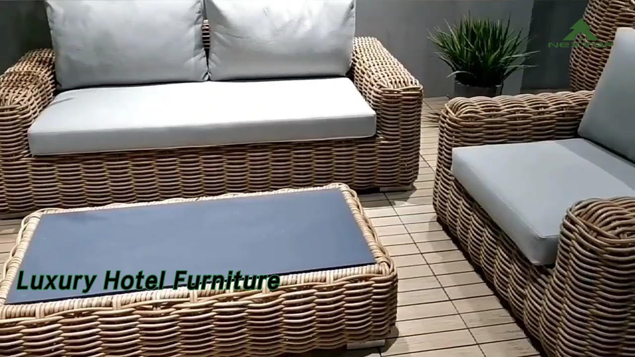 Garden Luxury Hotel Furniture Sofa Set Wicker Rattan For Outdoor