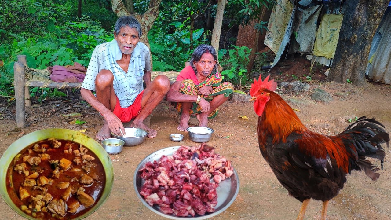 tribe 100years old GRANDMA & GRANDPA lifestyle | cooking COUNTRY CHICKEN and eating |rural lifestyle