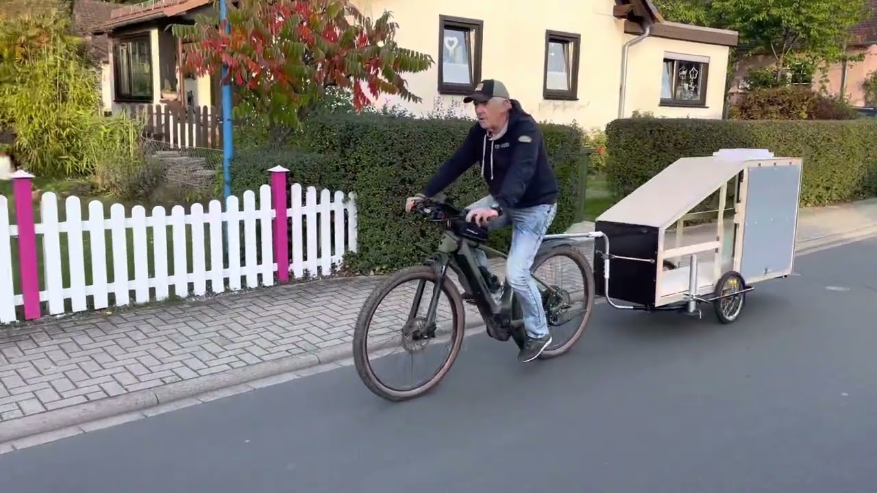 #fawowa  Prototyp . Erster Fahr-Test meines selbst gebauten Fahrradwohnwagen 😉
