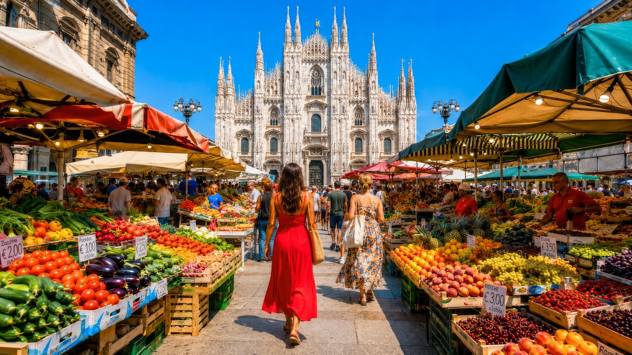 Morning in Milan 🇮🇹 | Traditional Market in Italy&rsquo;s Most Elegant City 4K