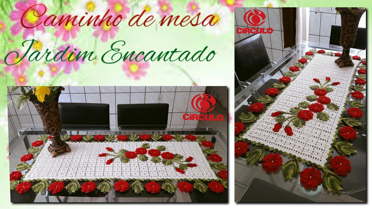 Caminho de Mesa em Crochê . Jardim Encantado . Por Vanessa Marcondes .