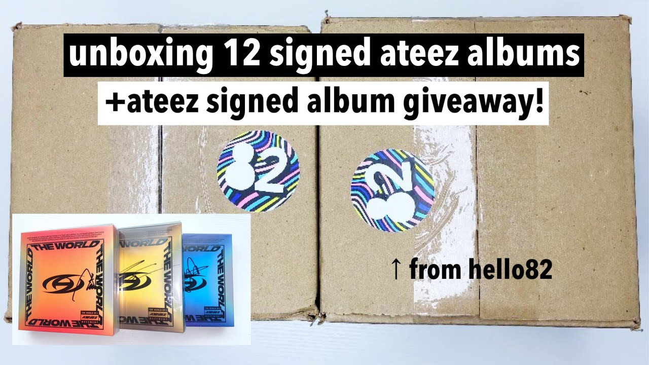 unboxing 12 signed ateez movement albums from hello82 | +signed album giveaway!