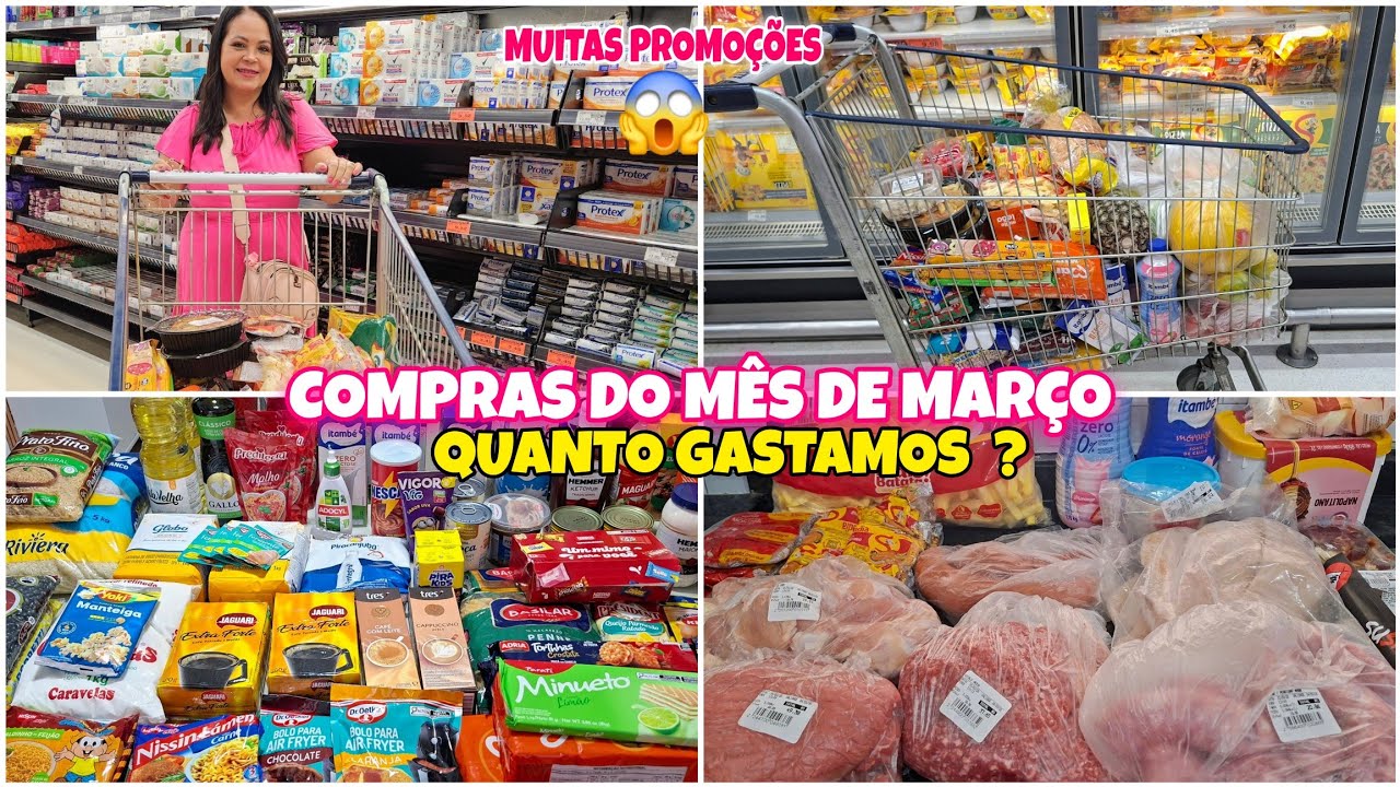 COMPRAS  do MÊS de MARÇO 2026 🛒PARA 4 PESSOAS Vlog no MERCADO  Quanto GASTAMOS  ?
