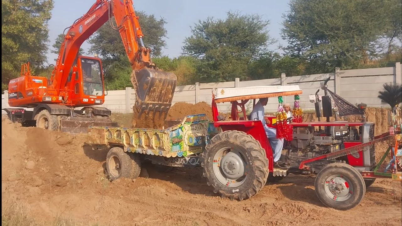 doosan dx140 excavator working in style