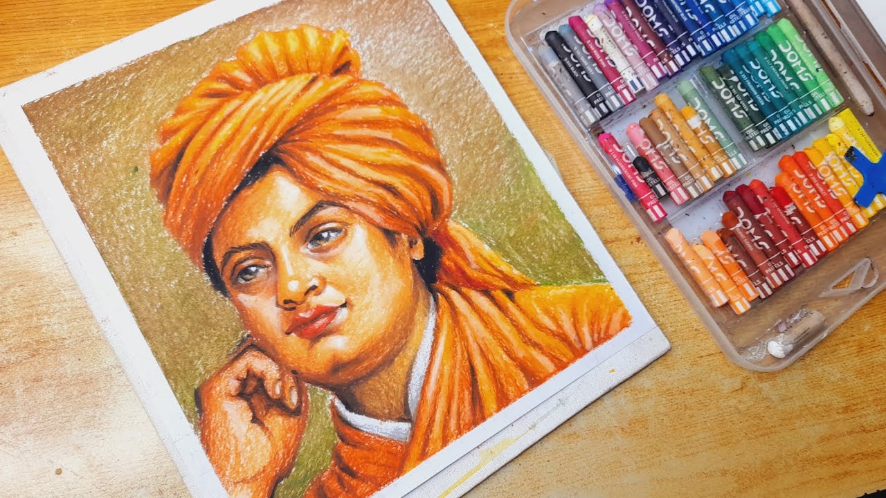 Part 2,How to colour Swami Vivekanand with oil pastel tutorial, Vivekanand drawing easy 