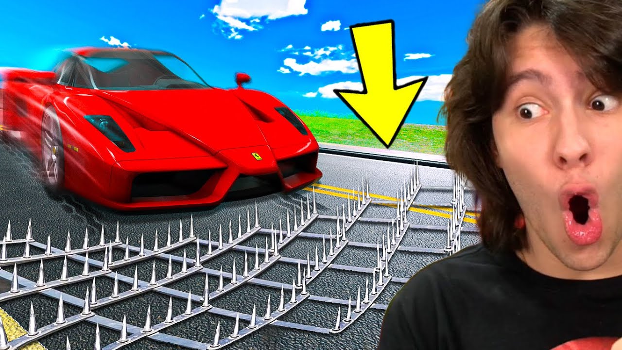 ESPINHOS DESTRUINDO MEUS CARROS A 400Km/H !!! (beamng Drive)