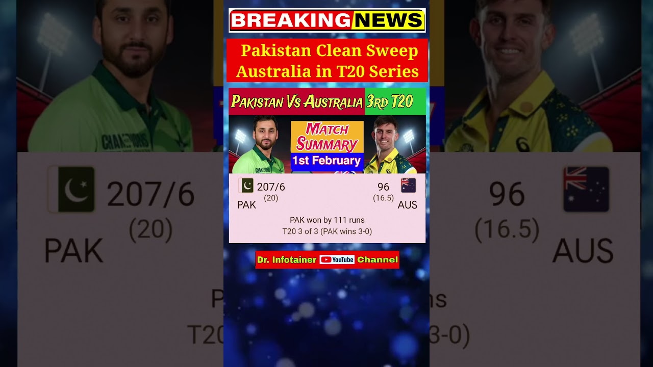 Pakistan Vs Australia 3rd T20 Match Summary.