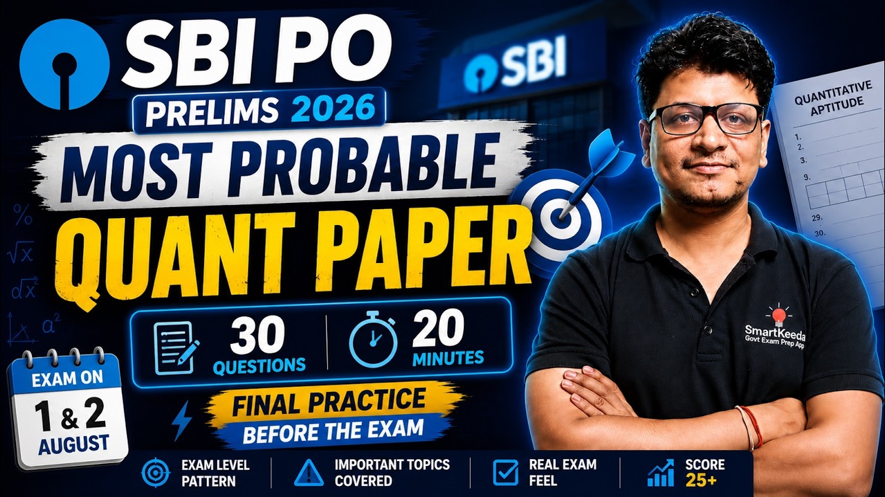 🔴 LIVE | SBI PO Prelims 2026 Most Probable Quant Paper | Final Prediction | 30 Questions | Tarun Jha