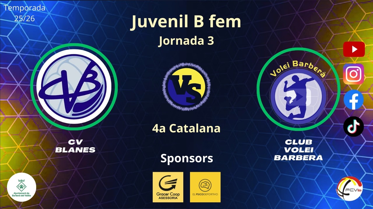 Cv Blanes vs Cv Barberà, Juvenil B femení , J3 2a fase , 8/3/26, 4a catalana, #Aymibarberà!!