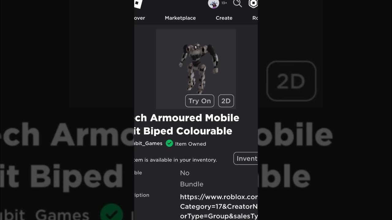 ( New Free Item ) How to get Mech Armoured Mobile Suit Biped Colourable ROBLOX 2023 DeanOfficial YT
