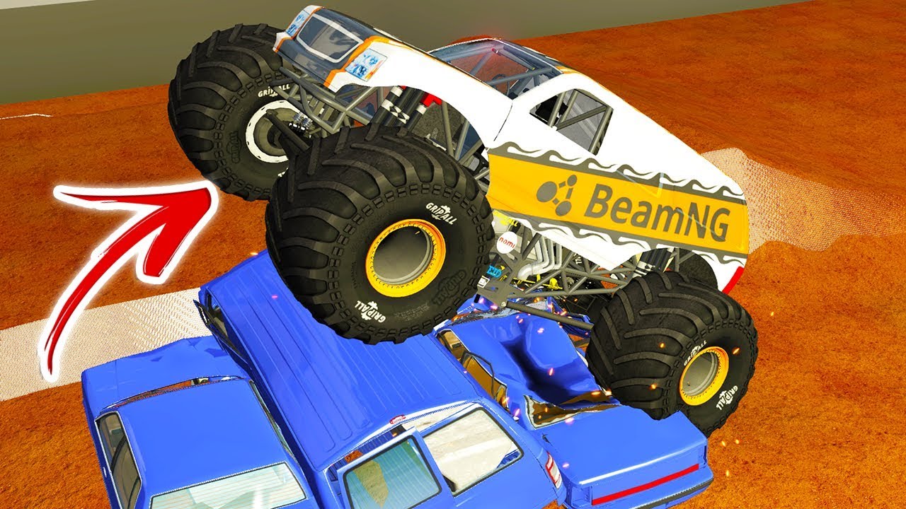 MONSTER JAM ARENA DESTRUCTION! - BeamNG Drive Charlotte Dirt Track Map Mod