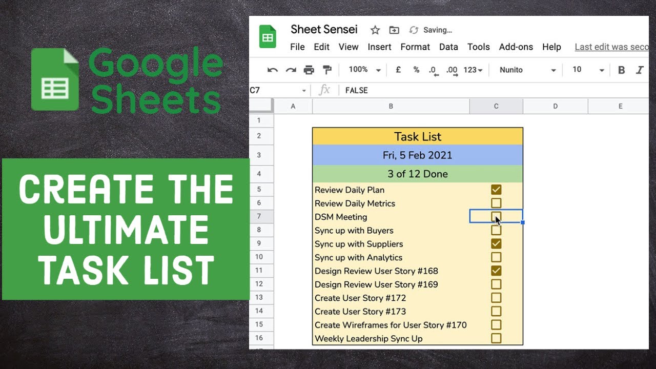 How to Create the Perfect TASK LIST in GOOGLE SHEETS | Create Interactive Task List in Google Sheets