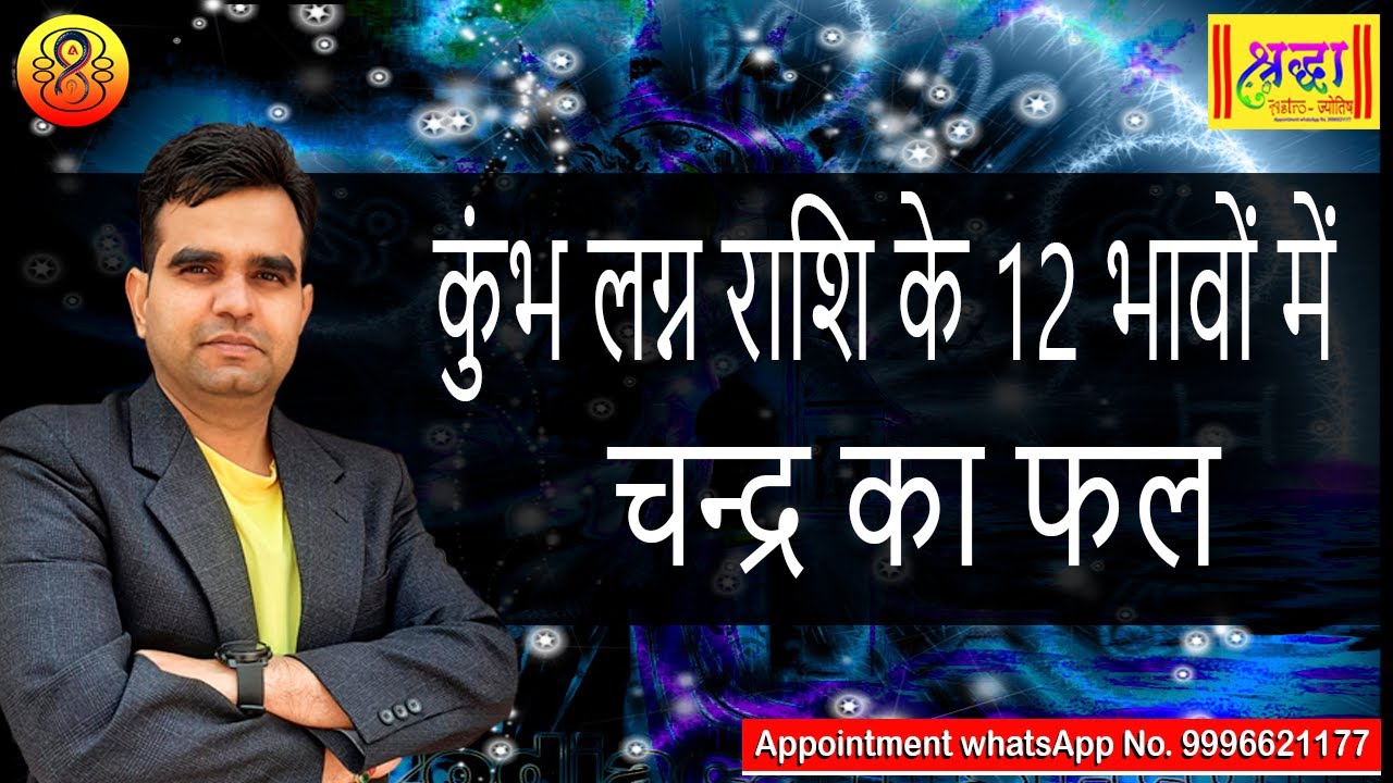 कुंभ लग्न की 12 राशियों में चंद्रमा फल।|  Moon at 12 different houses in Aquarius ascendant