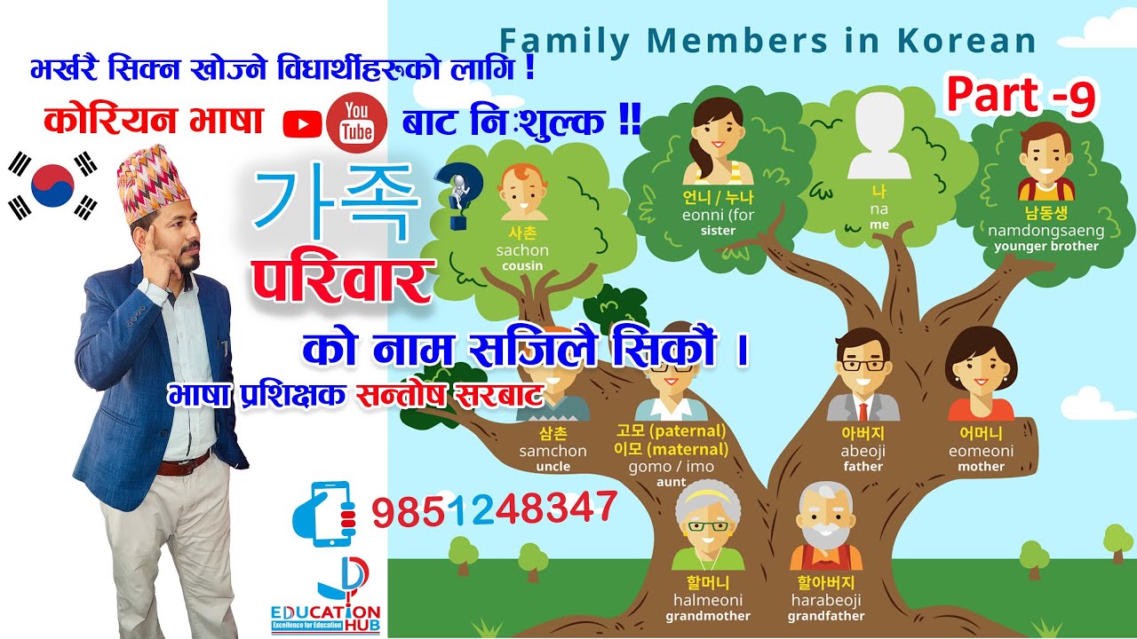 कोरियन भाषामा परिवार सम्बन्धित मिनिङहरु ५ मिनेट मै फरर  || 가족 | सन्तोष सरबाट || #korea #family  #eps