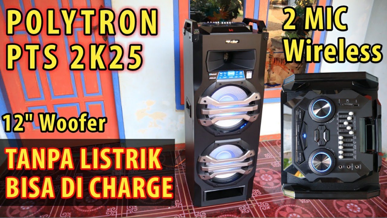 Speaker Polytron Terbaru PTS 2K25 12 inch SUB Recharge Trolley Fitur Canggih SuperBass Mic Wireless