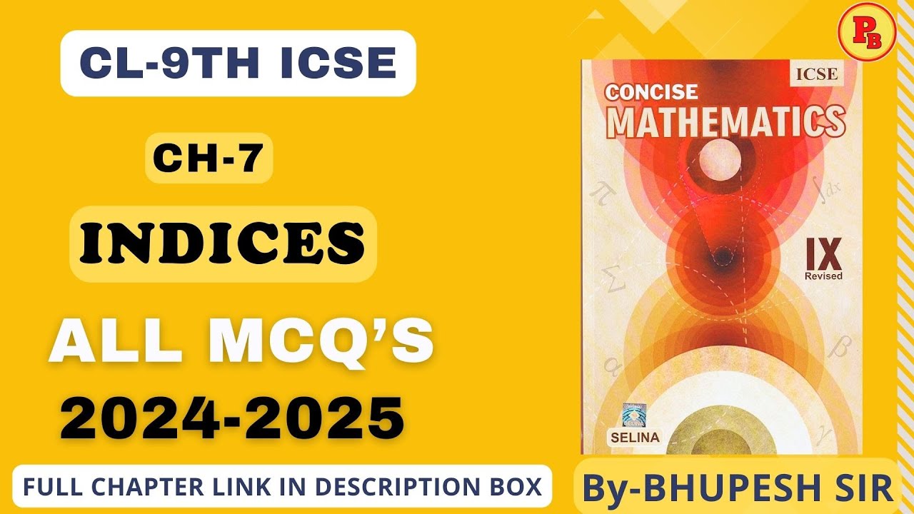Ch-7 || Indices(exponents) || MCQ'S | Cl-9th | Selina concise mathematics@ProblemsBeater 