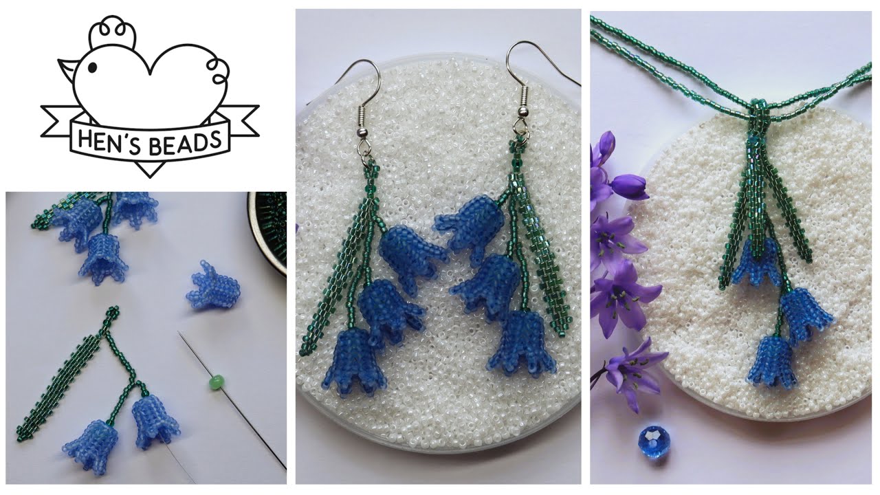 How to make BLUEBELLS EARRINGS from seed beads | Hen's Beads DIY Tutorial