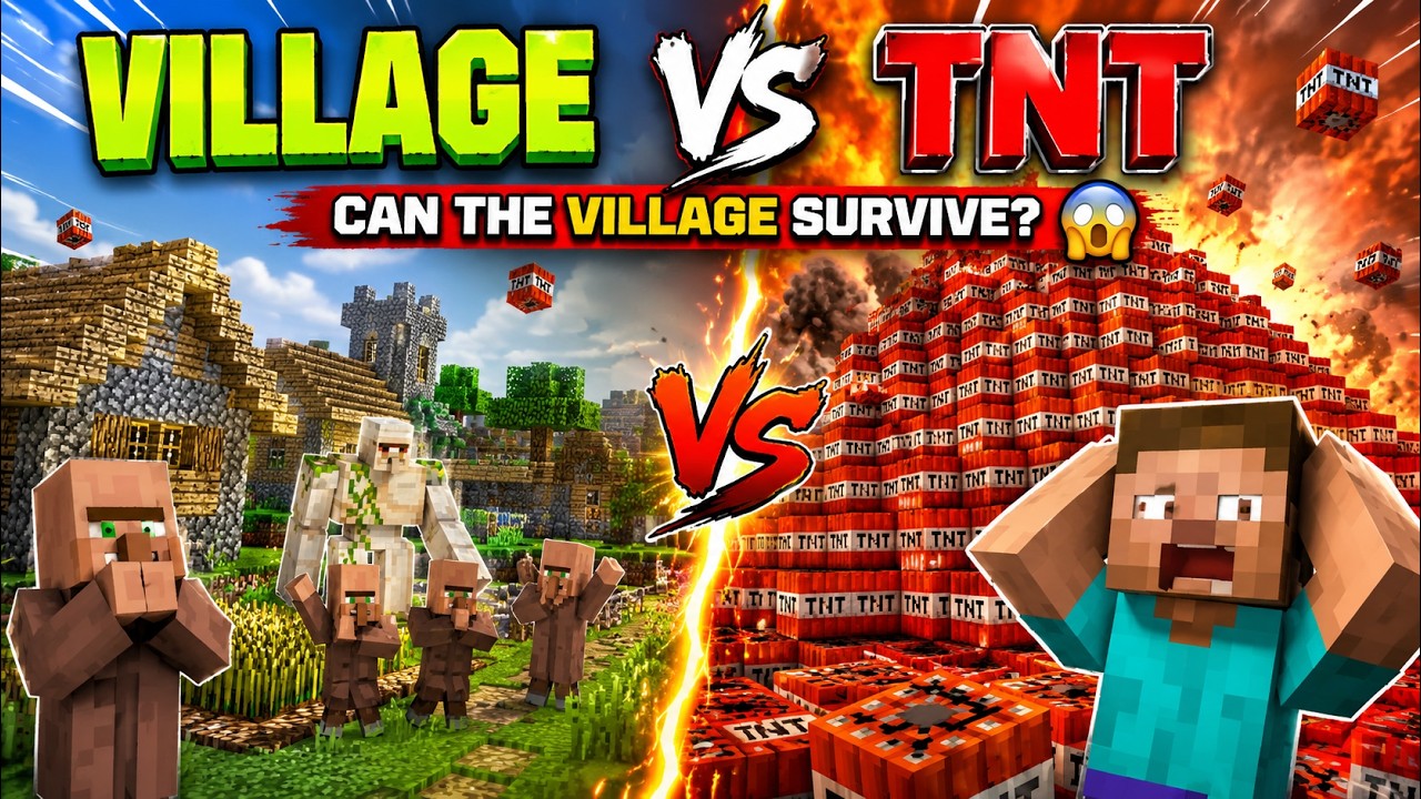 Village vs TNT &ndash; Can the Village Survive? #shorts #minecraft