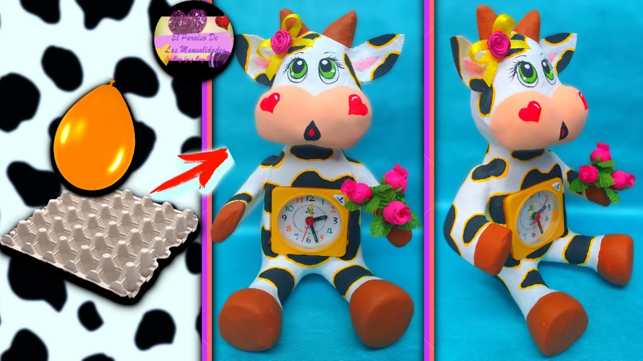 Haz tu propio porta reloj casero de vaca en falsa cerámica para la cocina con material reciclable