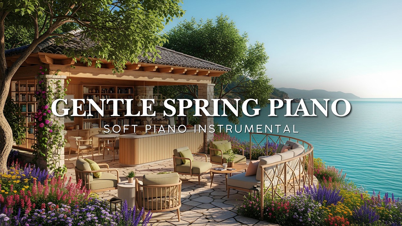 Gentle Spring Morning Piano | Cozy Café Library Ambience