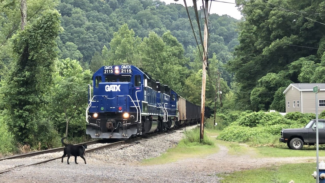 Coal Train Slows For Dog On Track While Climbing Steep Holler, West Virginia Coal Trains, Big Eagle