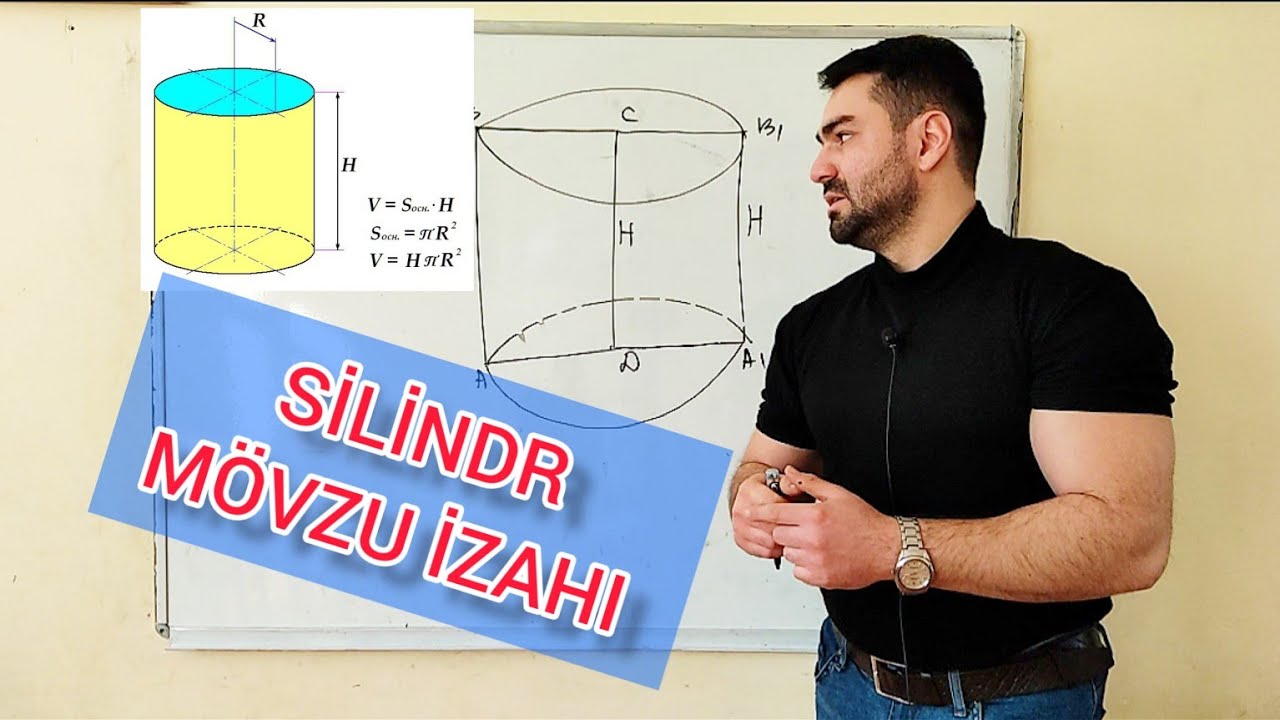 Fırlanma cisimləri-silindr,silindrin yan səthin sahəsi və tam səthinin sahəsi m&ouml;vzu izahı #silinder