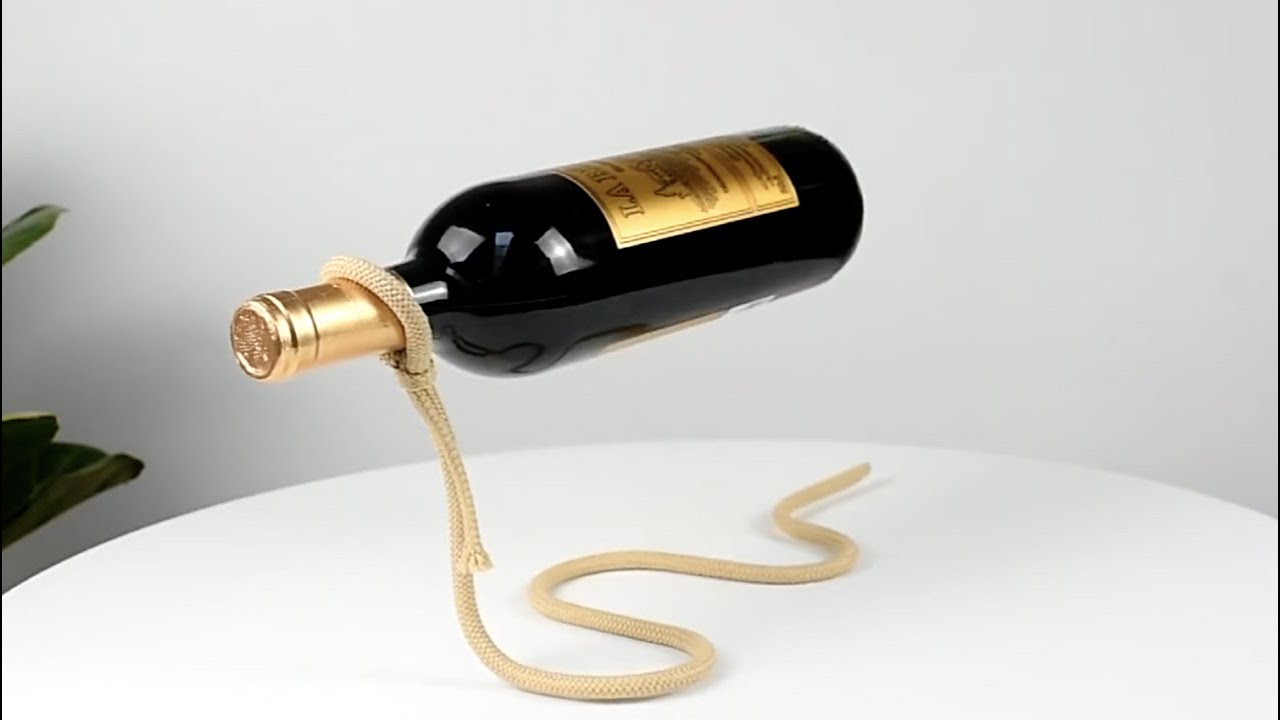 Floating Wine Bottle Holder Unboxing And Review - Suspended Rope Wine Rack，Does it work？