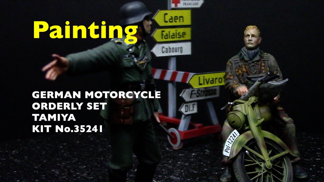 1/35 figure painting  TAMIYA  GERMAN MOTORCYCLE ORDERLY SET / ドイツ軍用オートバイ野戦伝令セット