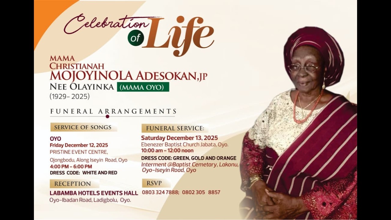 Burial Ceremony of Mama Christianah Mojoyinola Adesokan.