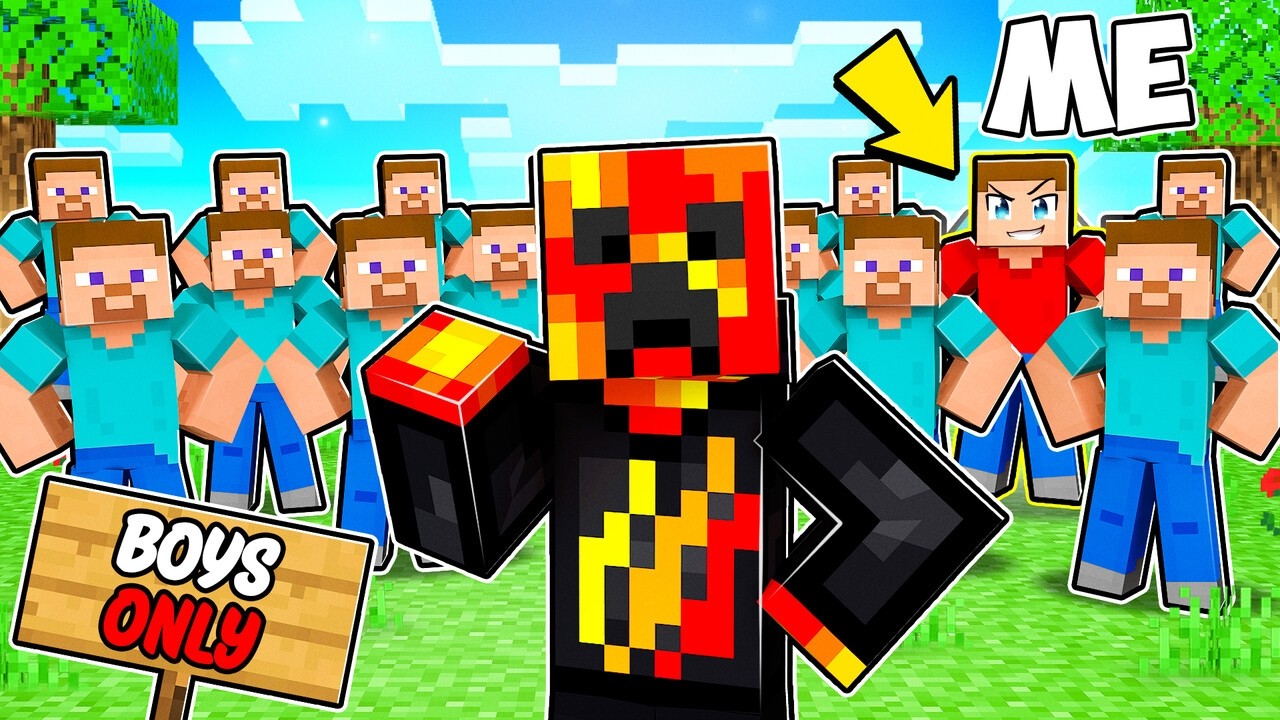 I went UNDERCOVER in BOYS ONLY Minecraft Server!