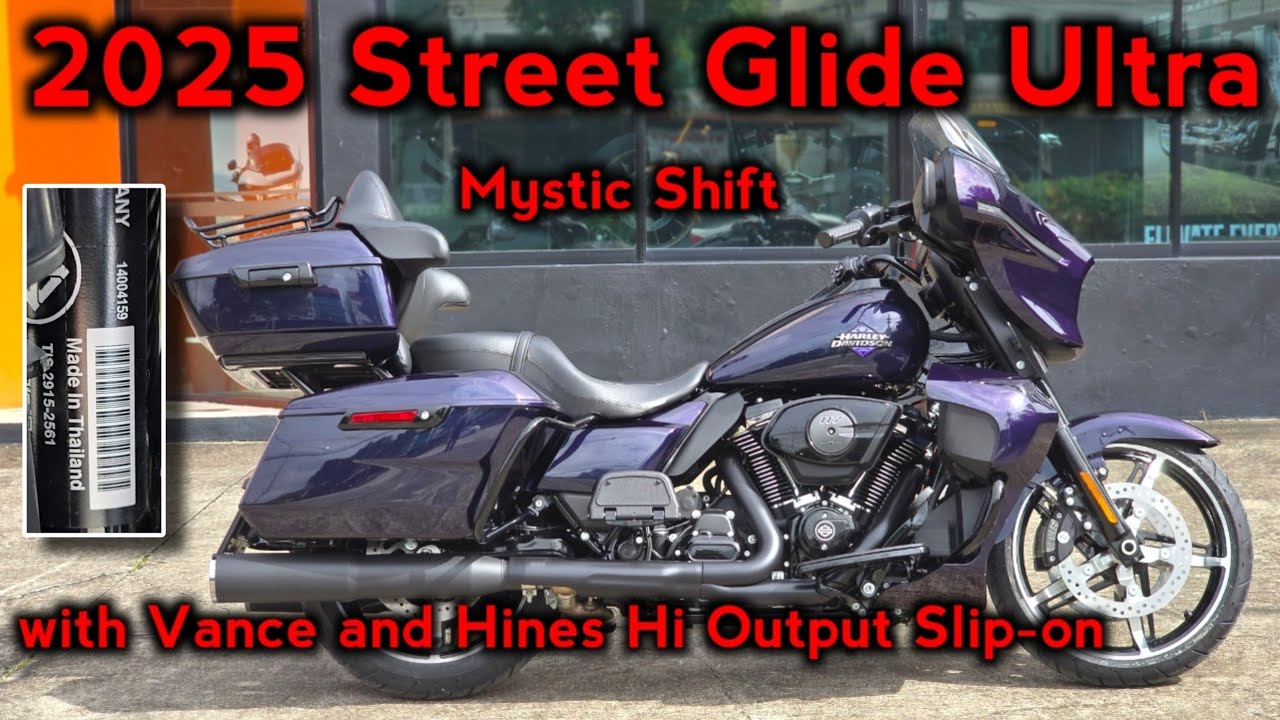 Street Glide Ultra 2025 with V&H Hi Output Slip-on Walkaround Close-up details + Rev