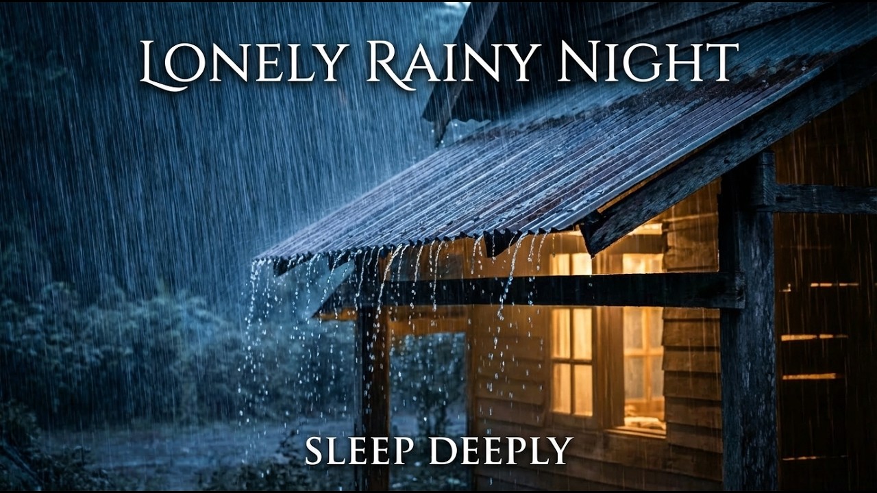 Lonely Rainy Night Cabin 🌧️ Heavy Rain Sounds for Deep Sleep