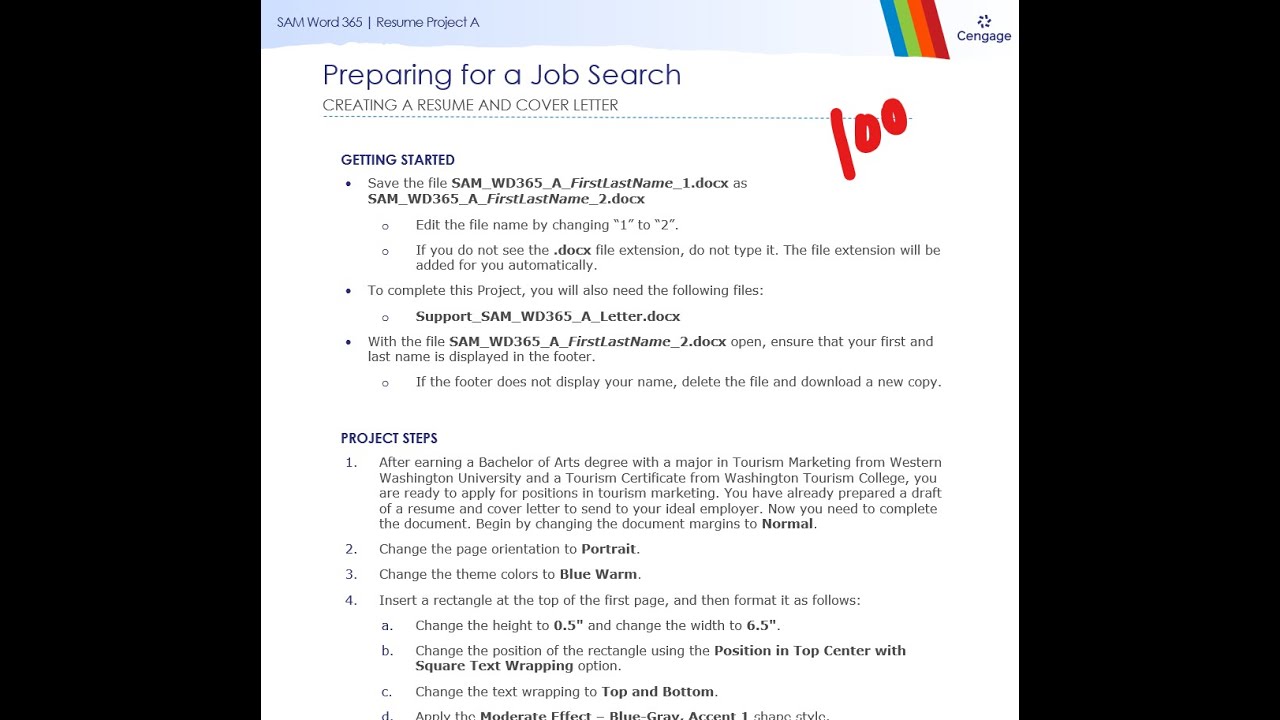 SAM Word 365 | Resume Project A
