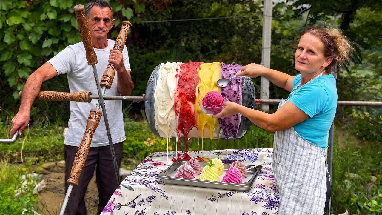 The Best Treat in Summer Heat 🍦⛰️ – Fruit Ice Cream in Our Mountain Village!