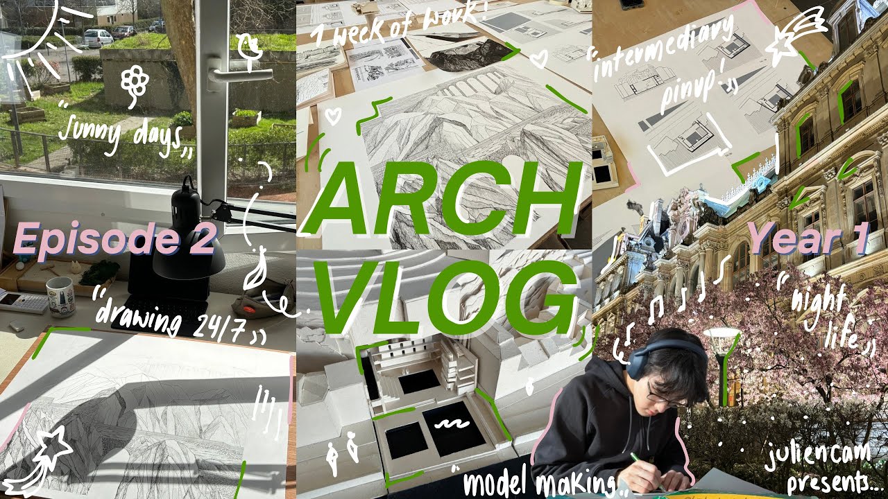 ARCH VLOG 🌱🪩🌃 6AM mornings, project pinups, all-nighters, art conferences & organized chaos