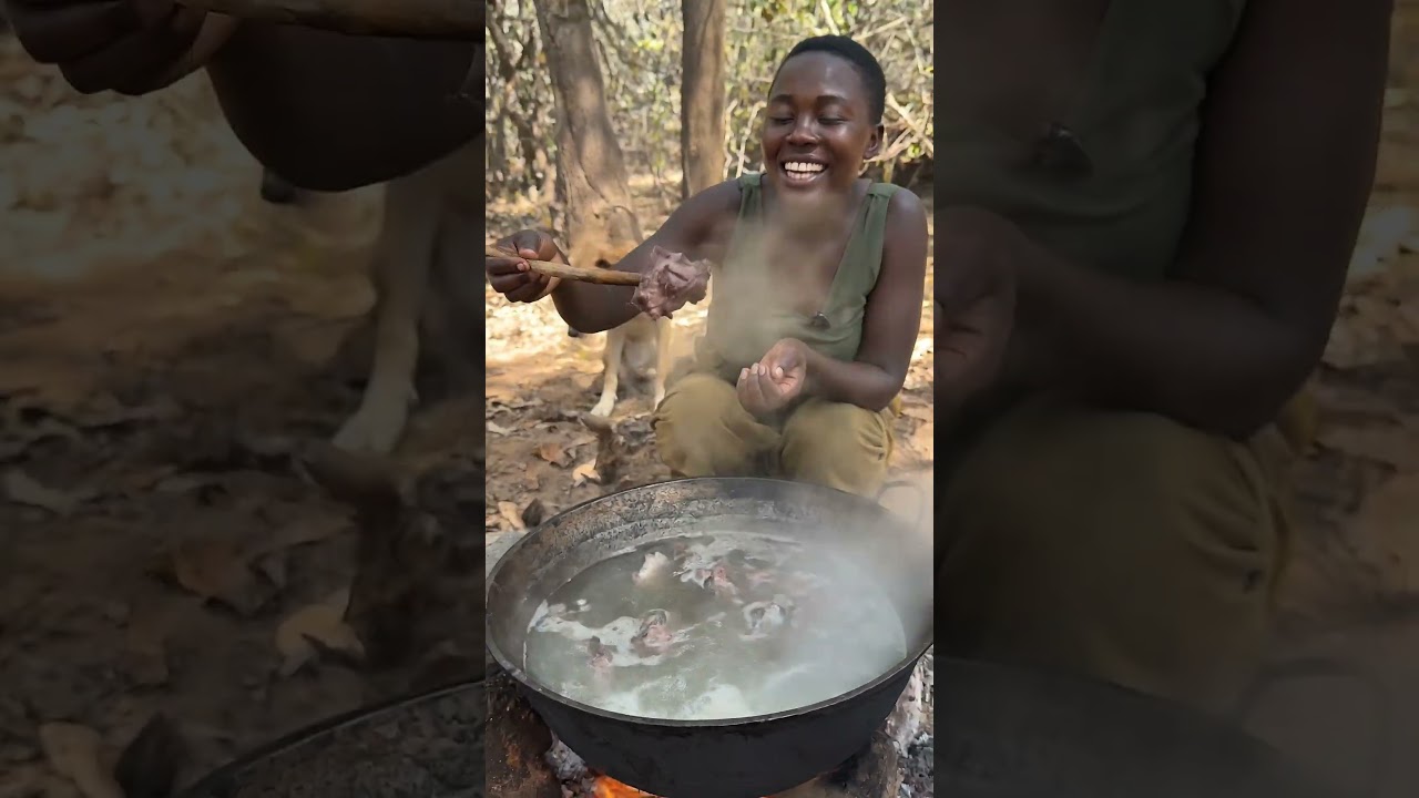 Hadzabe Preparing a Meal for Elders 