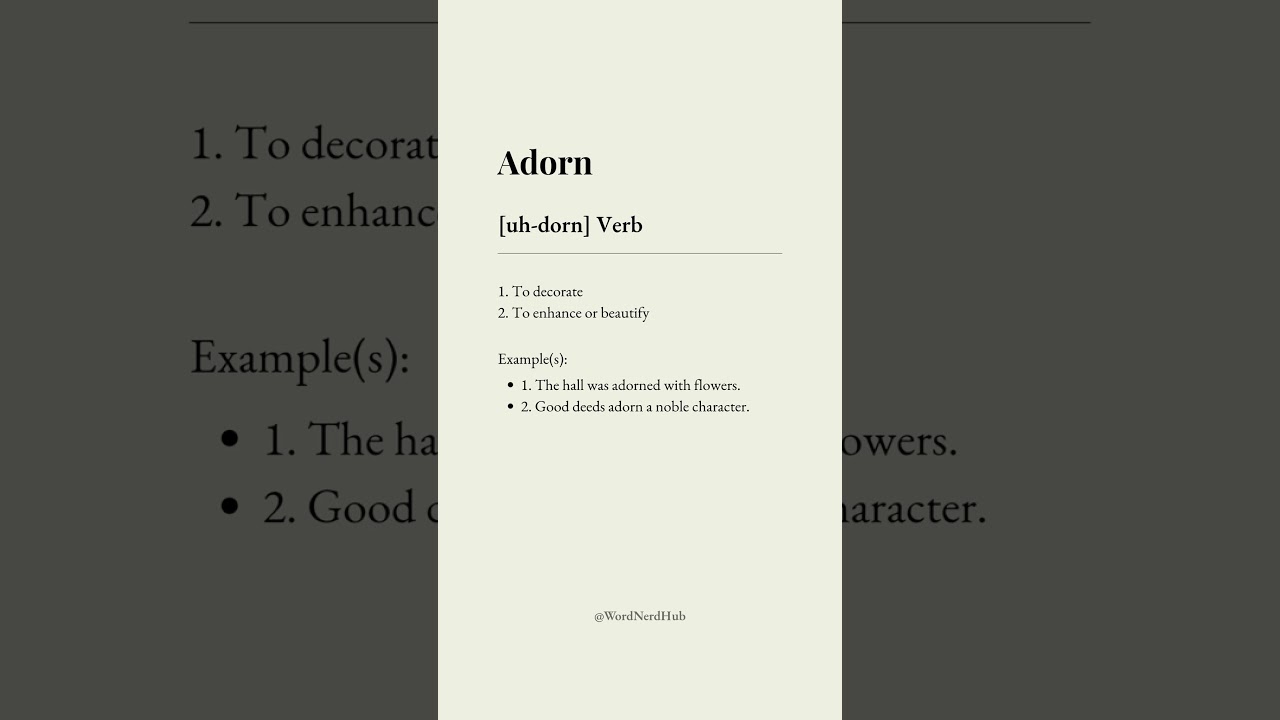Adorn Meaning &bull; Daily English Word