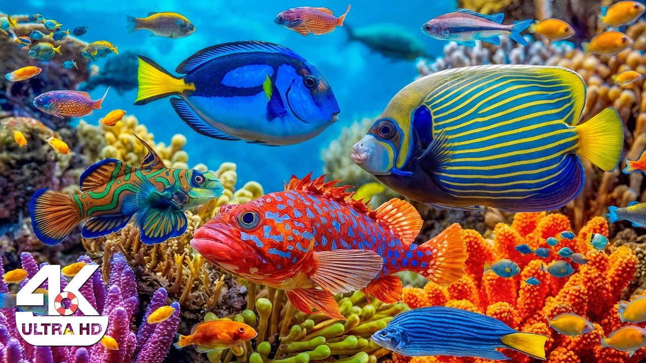 Aquarium 4K UHD | Vibrant Coral Reef Fish with Calm Ocean Ambience for Deep Sleep