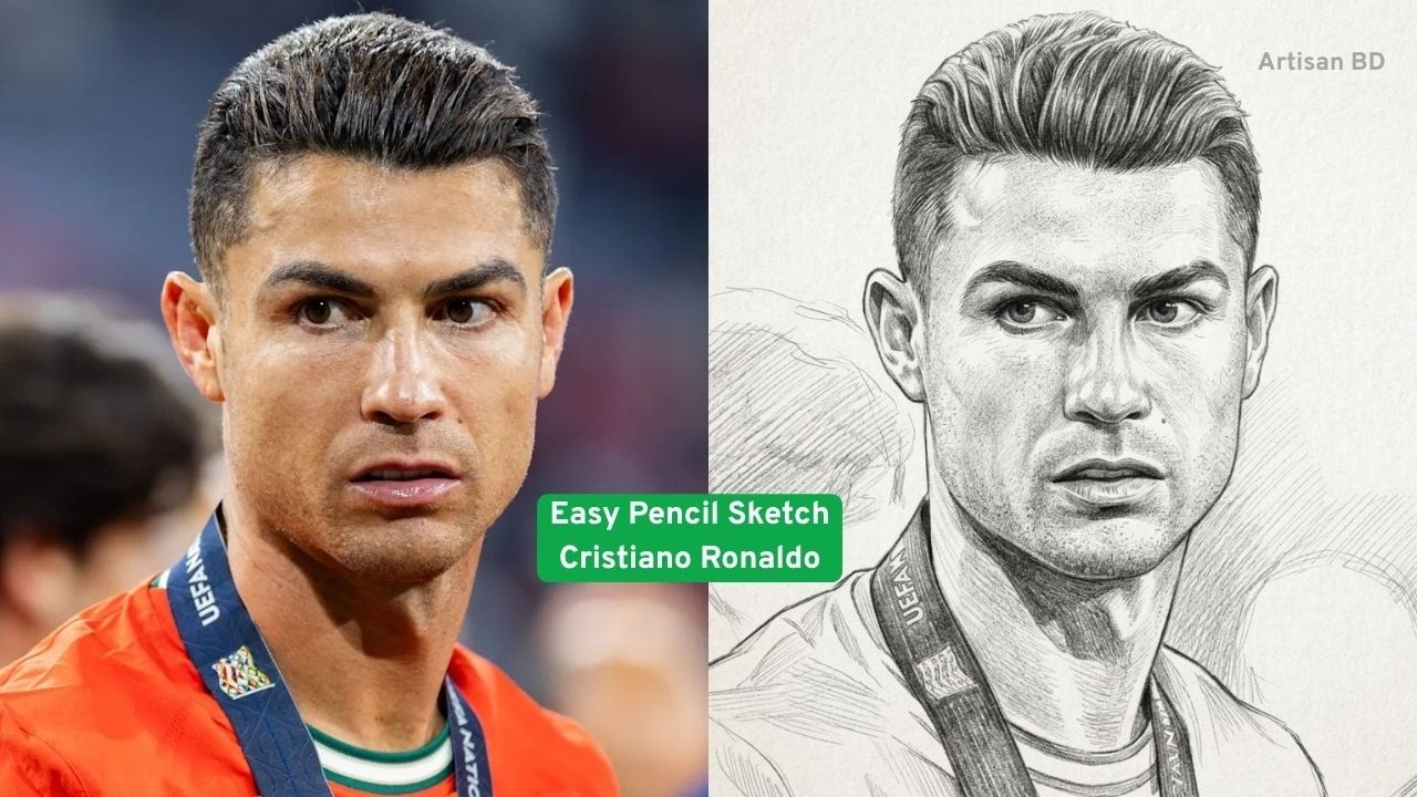 How to Draw Cristiano Ronaldo | Pencil Sketch | Ronaldo Step by Step Drawing Tutorial