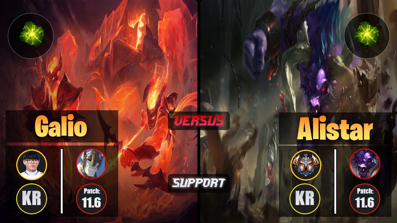 Hoit GALIO (Support) [Aftershock] VS ALISTAR - Challenger KR Patch 11.6