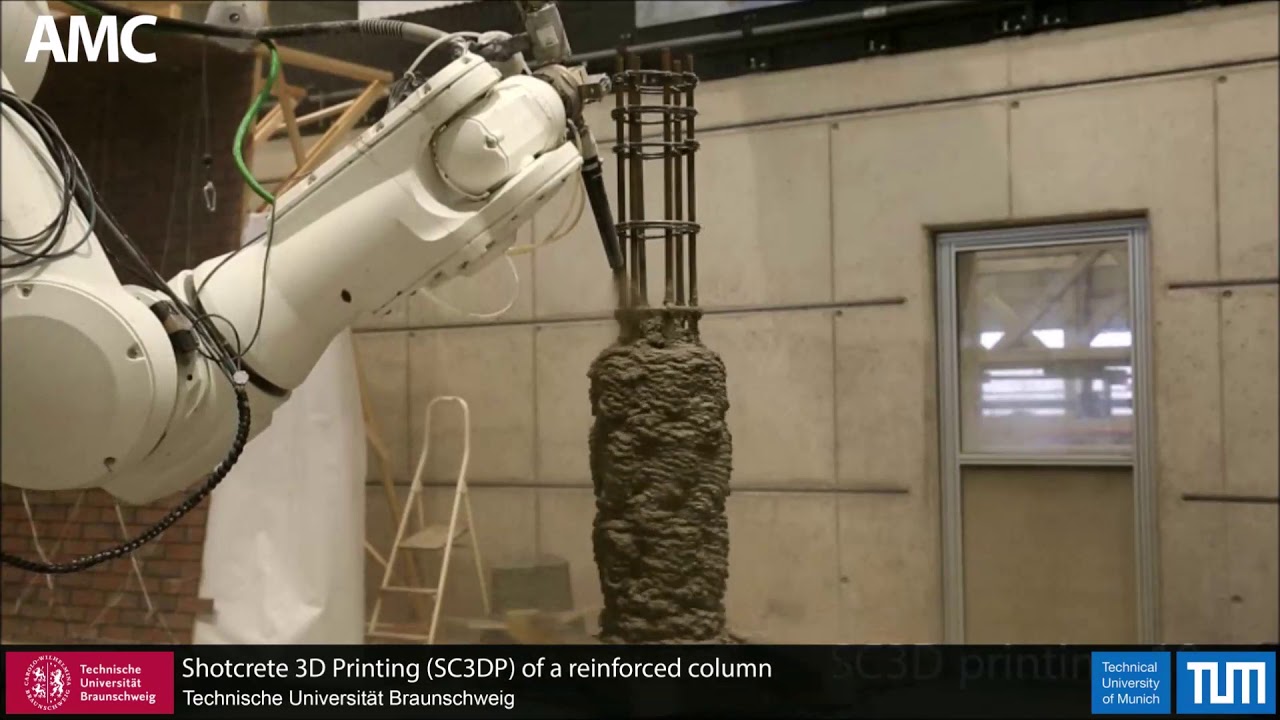 Shotcrete 3D Printing of a reinforced column