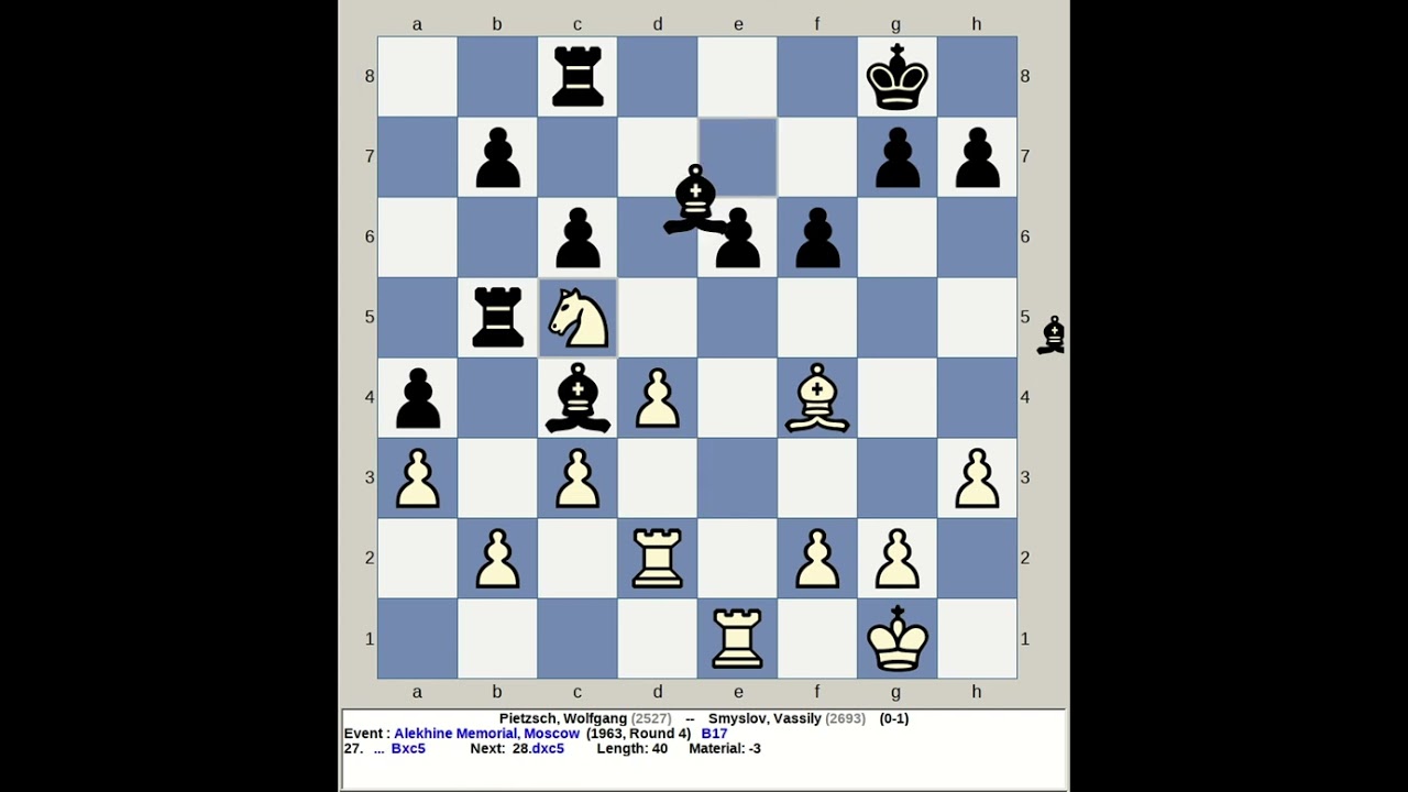 Pietzsch, Wolfgang vs Smyslov, Vassily | Alekhine Memorial Chess 1963, Moscow Russia